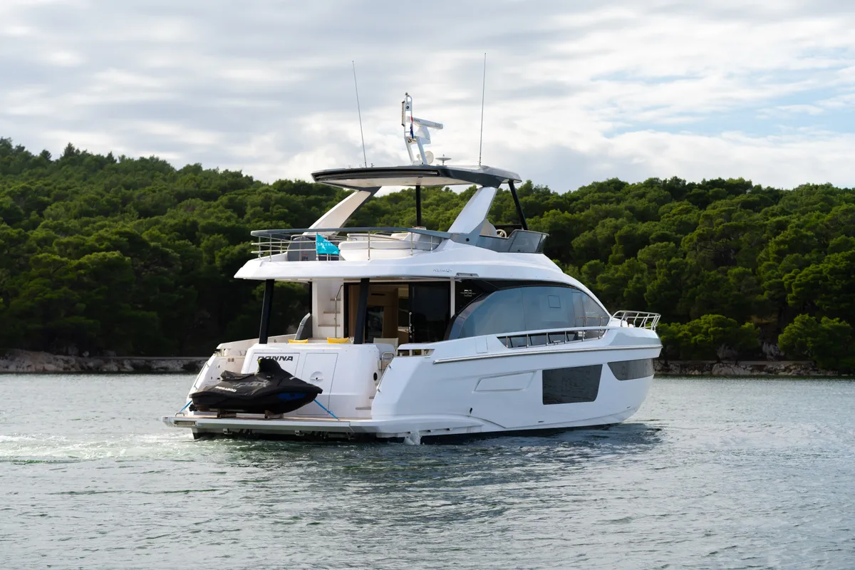 Exterior view of Donna, a Azimut 68E motor yacht at Grad Šibenik, Croatia