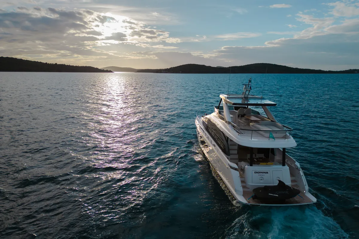 Exterior view of Donna, a Azimut 68E motor yacht at Grad Šibenik, Croatia