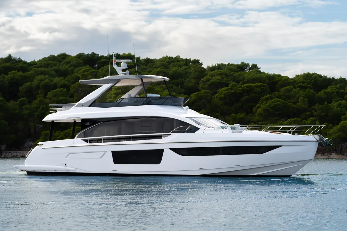 Exterior view of Donna, a Azimut 68E motor yacht at Grad Šibenik, Croatia