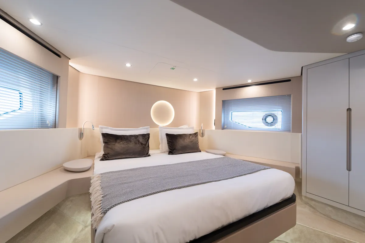 Cabin on Donna, a Azimut 68E motor yacht at Grad Šibenik, Croatia