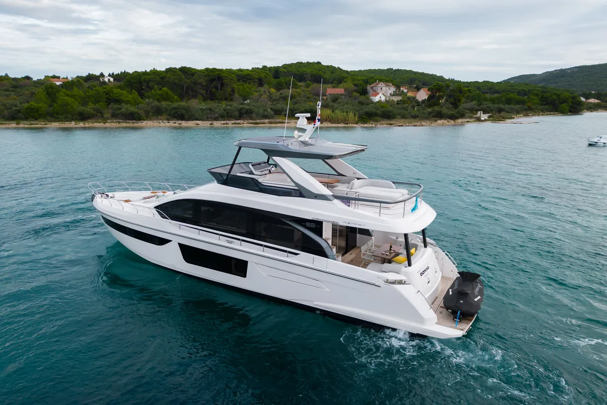 Exterior view of Donna, a Azimut 68E motor yacht at Grad Šibenik, Croatia
