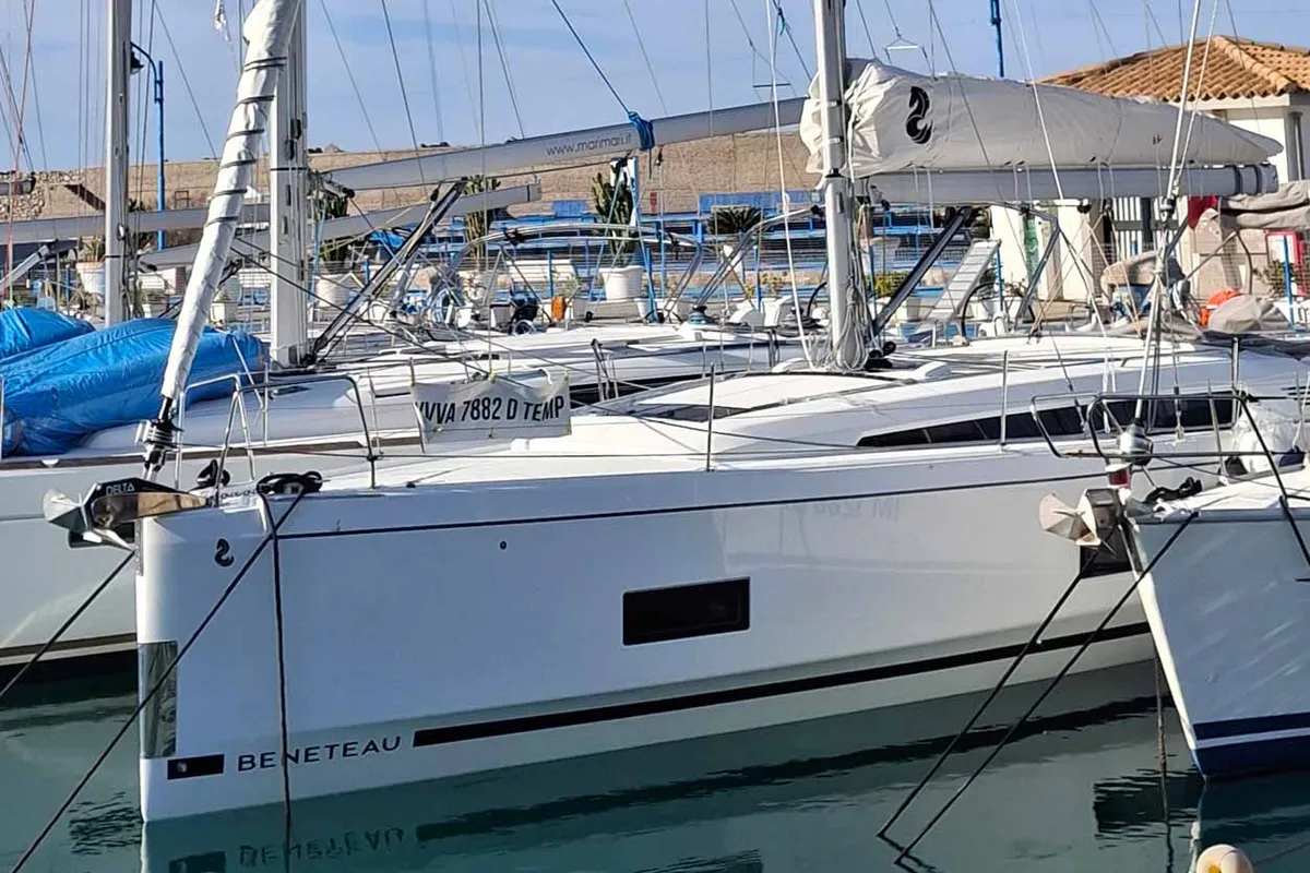 Exterior view of All of you, a Beneteau Oceanis 46.1 sailboat at Tropea, Italy