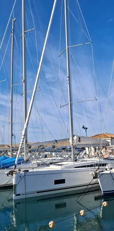 Exterior view of All of you, a Beneteau Oceanis 46.1 sailboat at Tropea, Italy