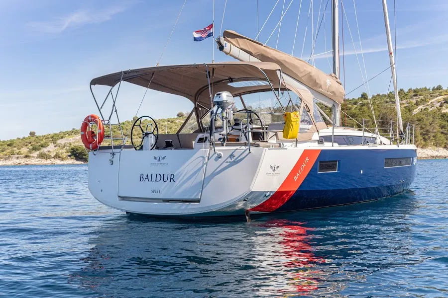 Exterior view of Baldur, a Jeanneau Sun Odyssey 490 sailboat at Primošten, Croatia