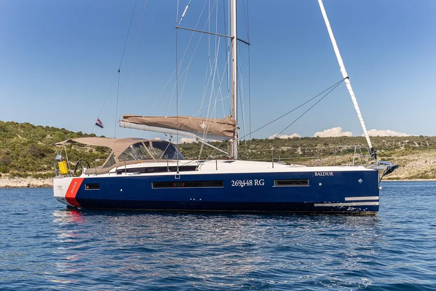 Exterior view of Baldur, a Jeanneau Sun Odyssey 490 sailboat at Primošten, Croatia