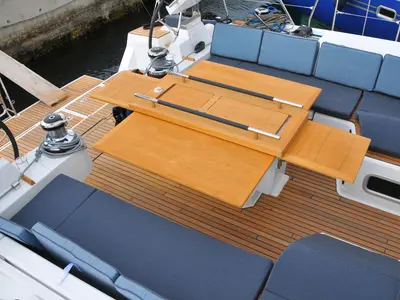 Deck of Antiopa, a Beneteau Oceanis 55 sailboat at Grad Kaštela, Croatia