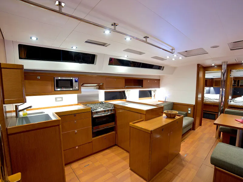 Galley of Antiopa, a Beneteau Oceanis 55 sailboat at Grad Kaštela, Croatia