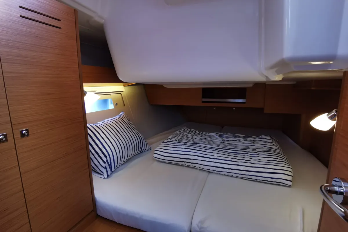 Cabin on Antares, a Dufour 390 Grand Large sailboat at Nieuwpoort, Belgium