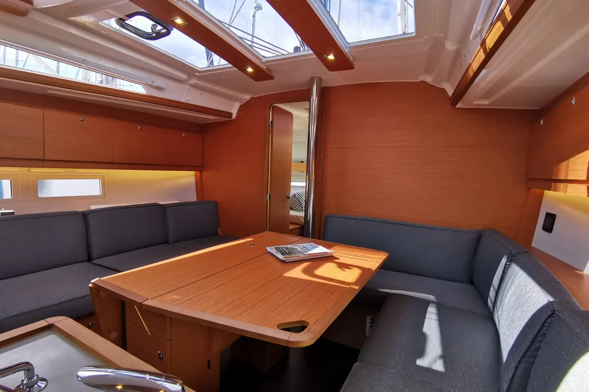 Salon of Antares, a Dufour 390 Grand Large sailboat at Nieuwpoort, Belgium