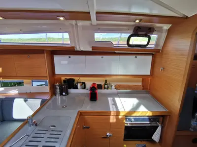 Galley of Antares, a Dufour 390 Grand Large sailboat at Nieuwpoort, Belgium