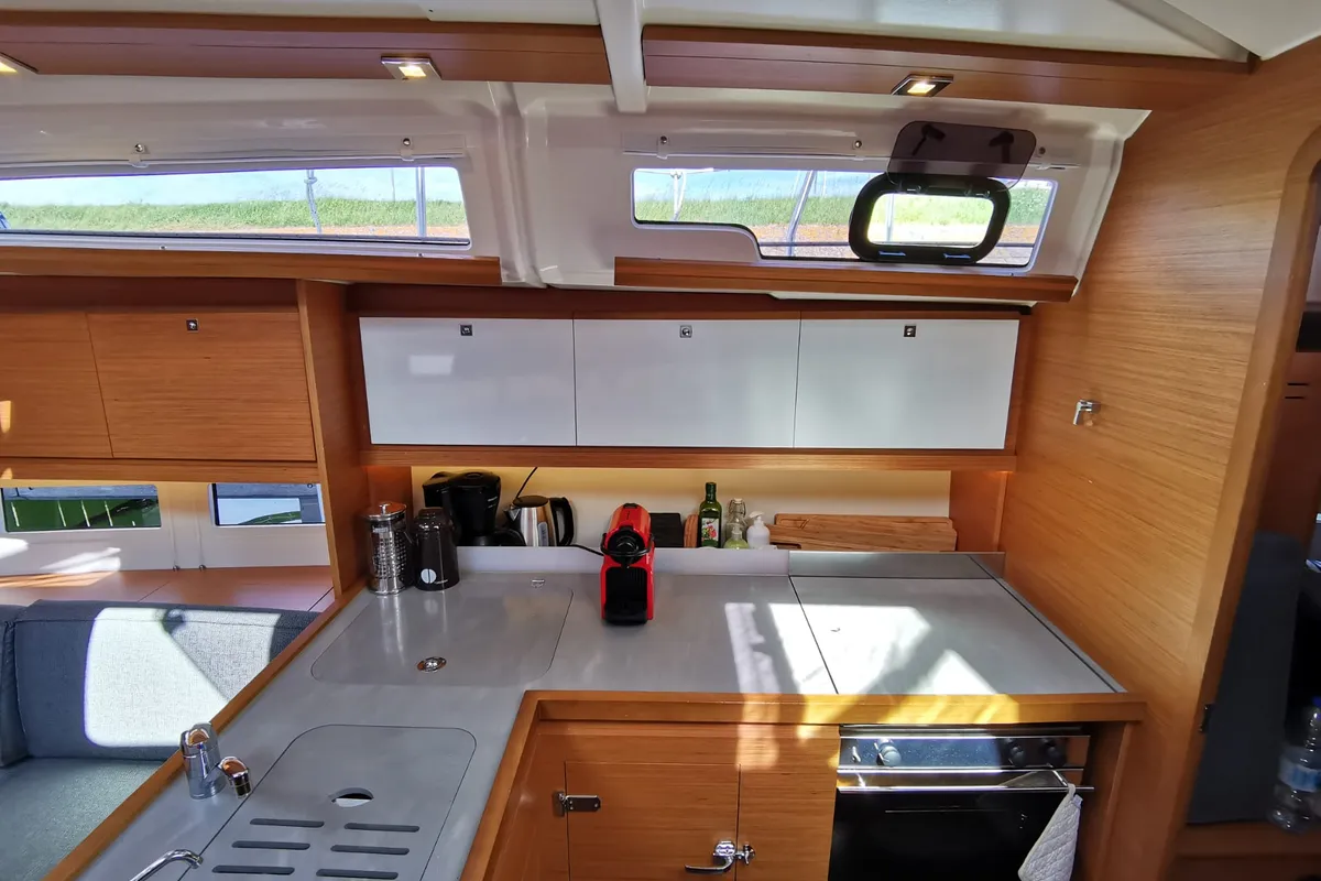 Galley of Antares, a Dufour 390 Grand Large sailboat at Nieuwpoort, Belgium