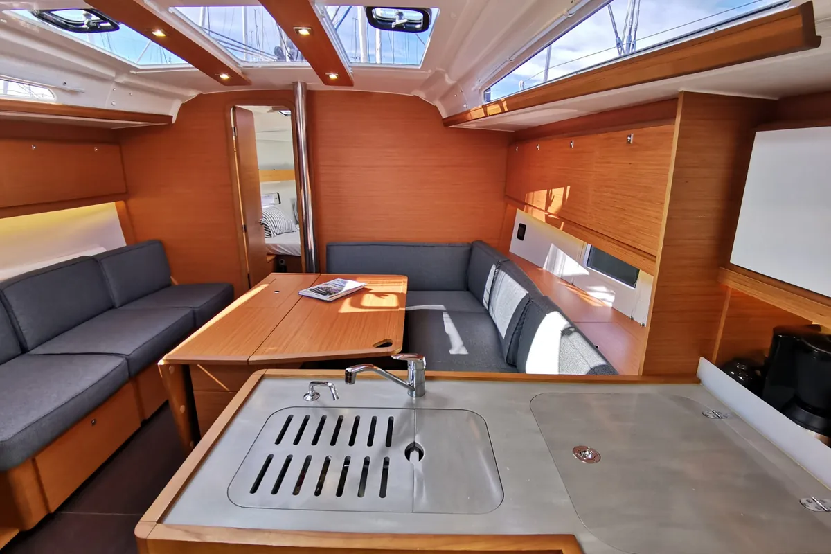Galley of Antares, a Dufour 390 Grand Large sailboat at Nieuwpoort, Belgium