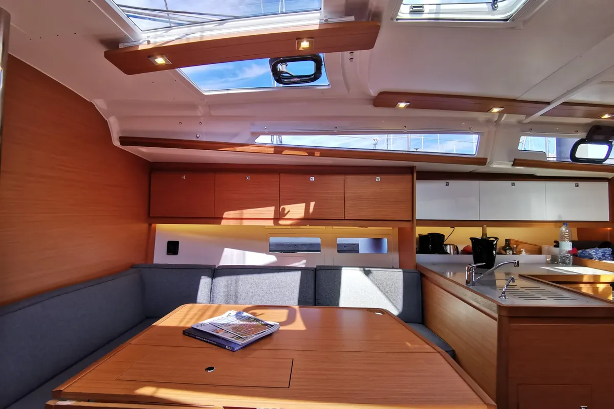 Salon of Antares, a Dufour 390 Grand Large sailboat at Nieuwpoort, Belgium