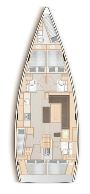 Floor plan of Pegasus, a Hanse 508 sailboat at Grad Biograd na Moru, Croatia