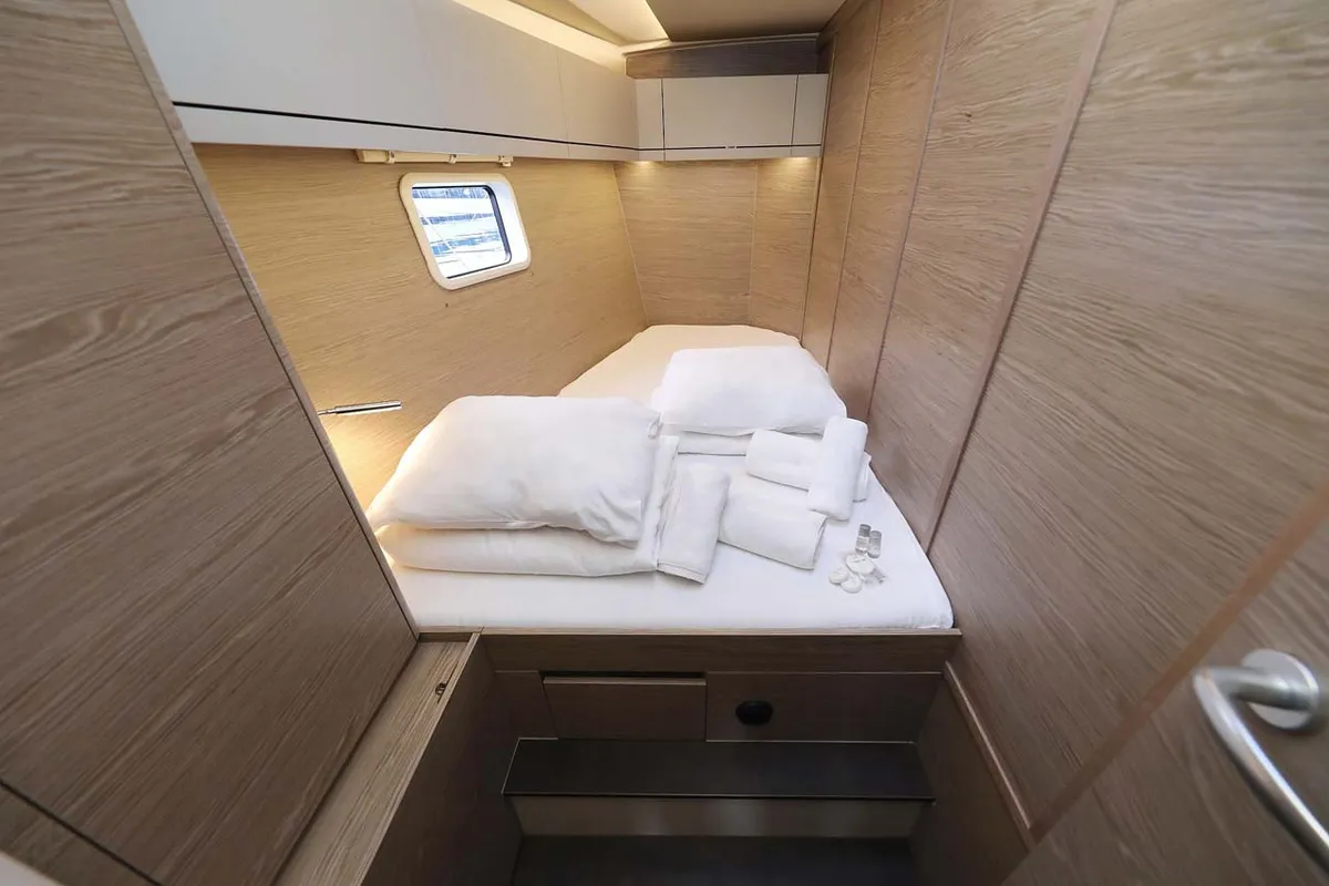 Cabin on Pegasus, a Hanse 508 sailboat at Biograd na Moru, Croatia
