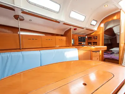 Salon of Milena, a Beneteau First 40.7 sailboat at San Vincenzo, Italy