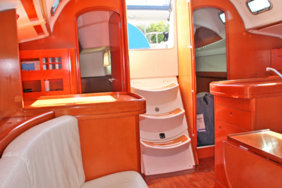 Salon of Milena, a Beneteau First 40.7 sailboat at San Vincenzo, Italy