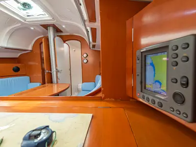 Cockpit of Milena, a Beneteau First 40.7 sailboat at San Vincenzo, Italy