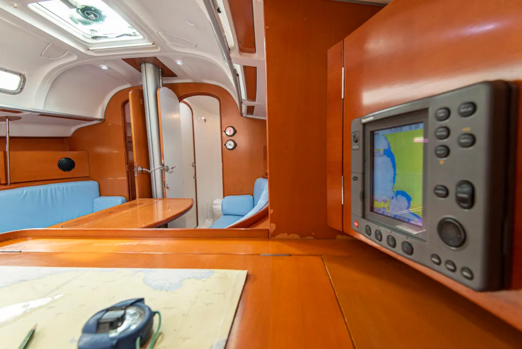 Cockpit of Milena, a Beneteau First 40.7 sailboat at San Vincenzo, Italy