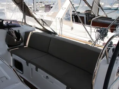 Cockpit of Sky Selin, a Jeanneau Sun Odyssey 479 sailboat at Marmaris, Turkey