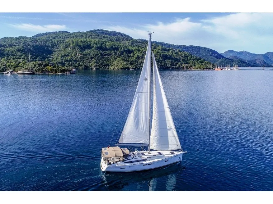 Exterior view of Sky Selin, a Jeanneau Sun Odyssey 479 sailboat at Marmaris, Turkey