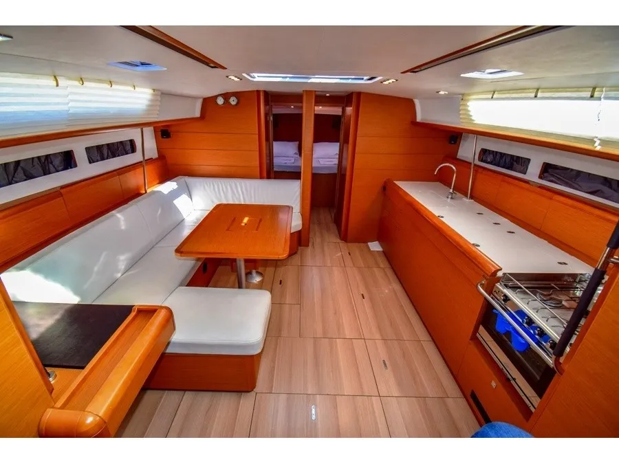 Salon of Sky Selin, a Jeanneau Sun Odyssey 479 sailboat at Marmaris, Turkey