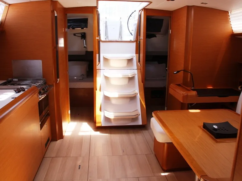 Salon of Sky Selin, a Jeanneau Sun Odyssey 479 sailboat at Marmaris, Turkey