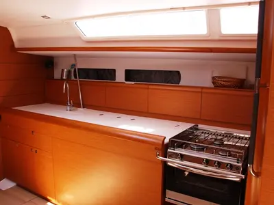 Galley of Sky Selin, a Jeanneau Sun Odyssey 479 sailboat at Marmaris, Turkey