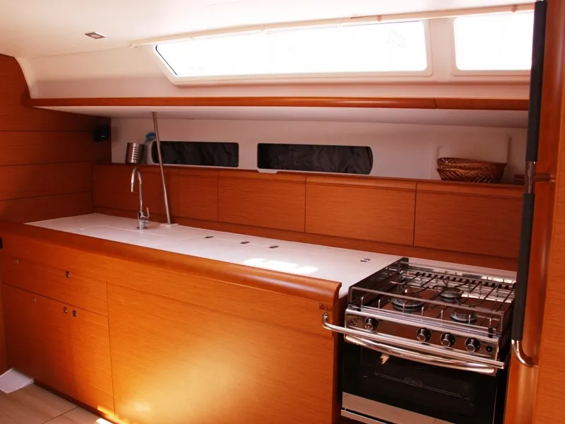 Galley of Sky Selin, a Jeanneau Sun Odyssey 479 sailboat at Marmaris, Turkey