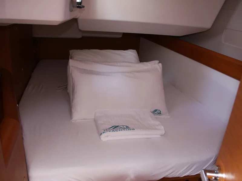Cabin on Sky Selin, a Jeanneau Sun Odyssey 479 sailboat at Marmaris, Turkey
