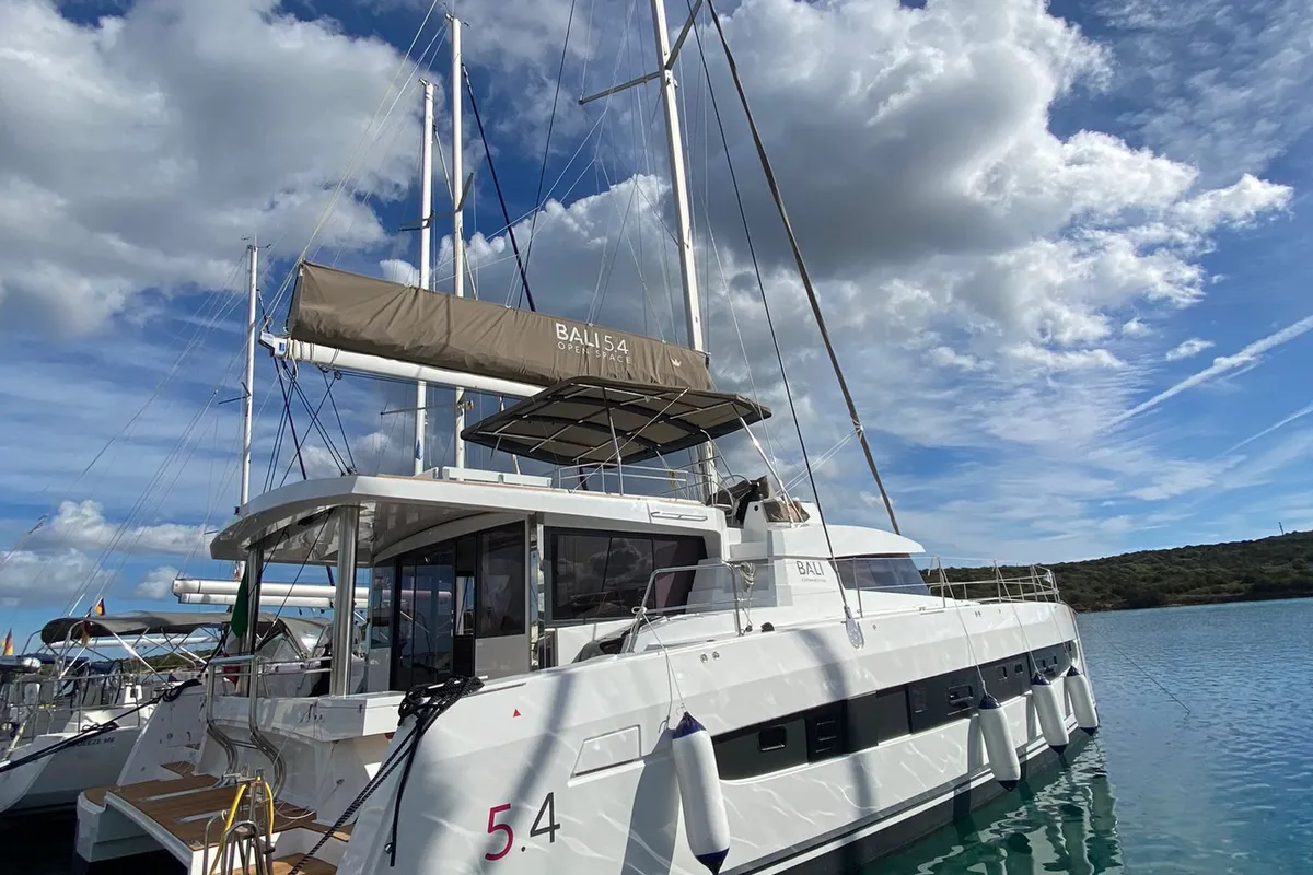 Exterior view of Spritz "New 2024", a Bali 5.4 catamaran at Figari/Golfo Aranci, Italy