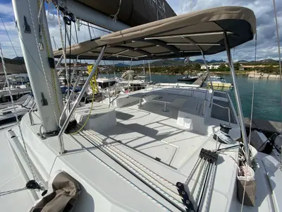 Deck of Spritz "New 2024", a Bali 5.4 catamaran at Figari/Golfo Aranci, Italy