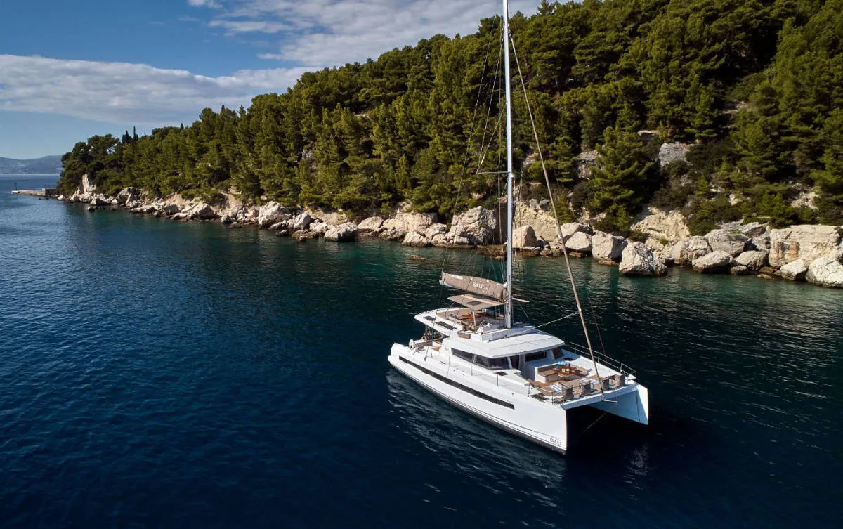 Exterior view of Spritz "New 2024", a Bali 5.4 catamaran at Figari/Golfo Aranci, Italy