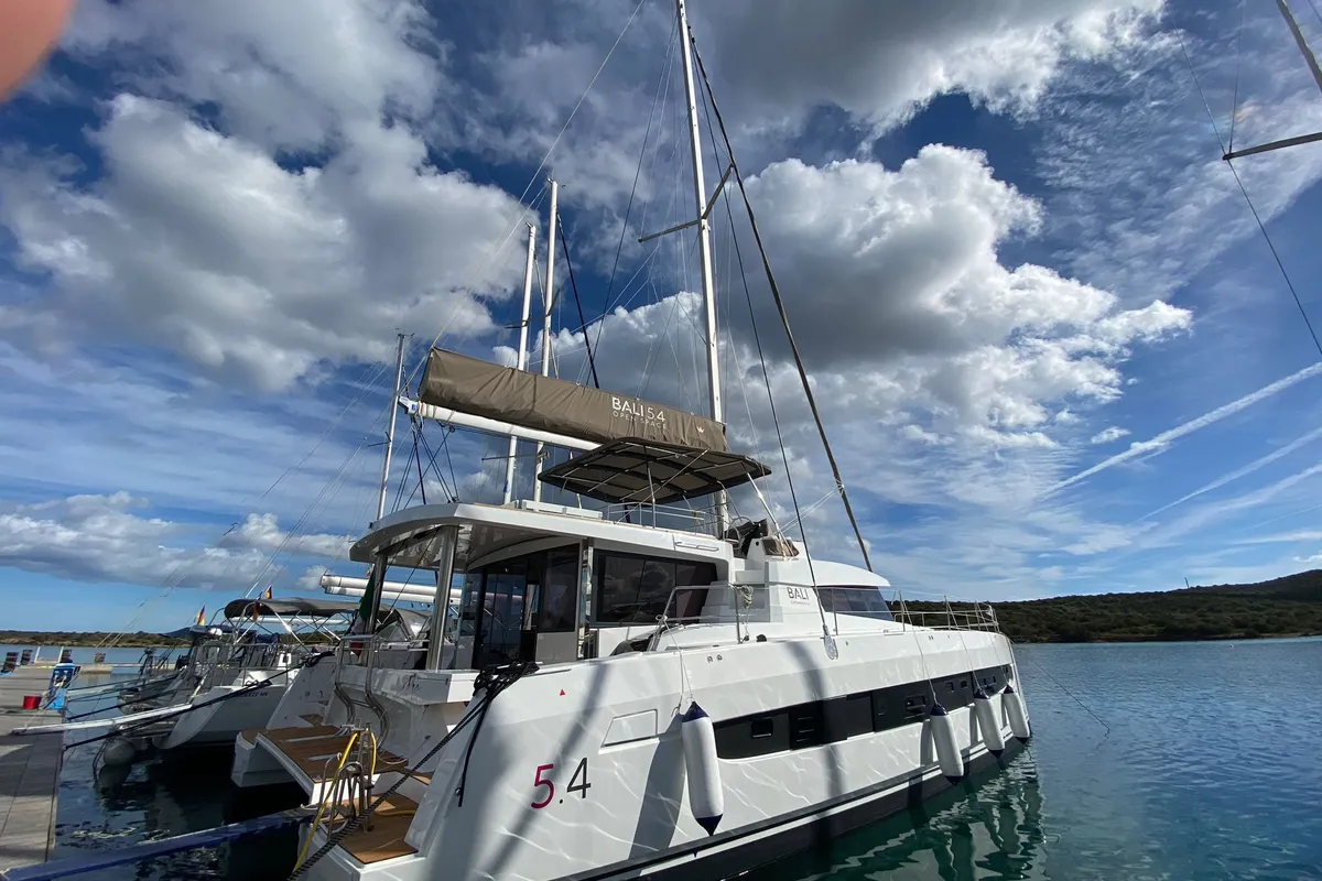 Exterior view of Spritz "New 2024", a Bali 5.4 catamaran at Figari/Golfo Aranci, Italy
