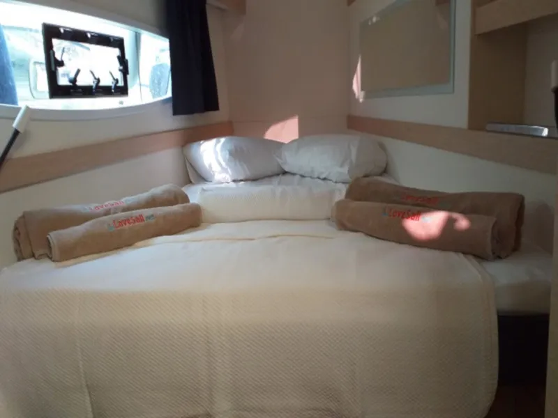 Cabin on El Camino, a Fountaine Pajot Lucia 40 catamaran at Fethiye, Turkey