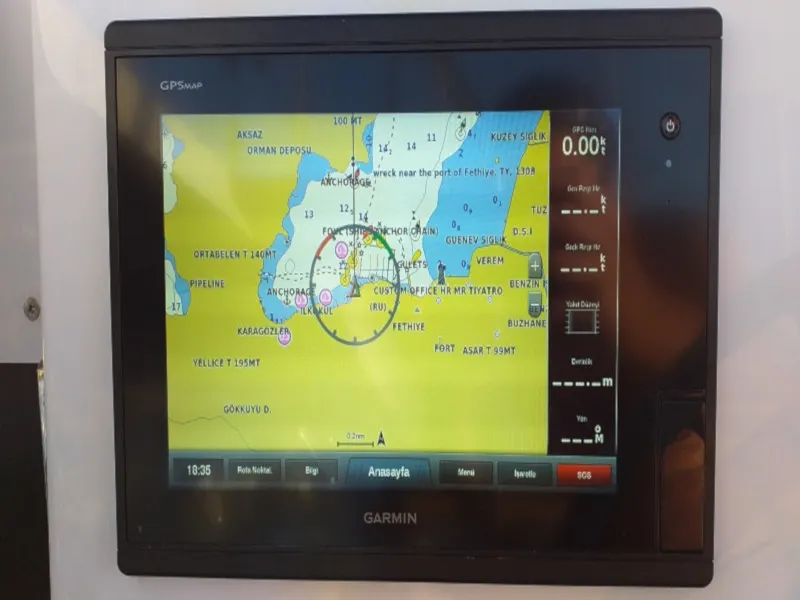 Cockpit of El Camino, a Fountaine Pajot Lucia 40 catamaran at Fethiye, Turkey