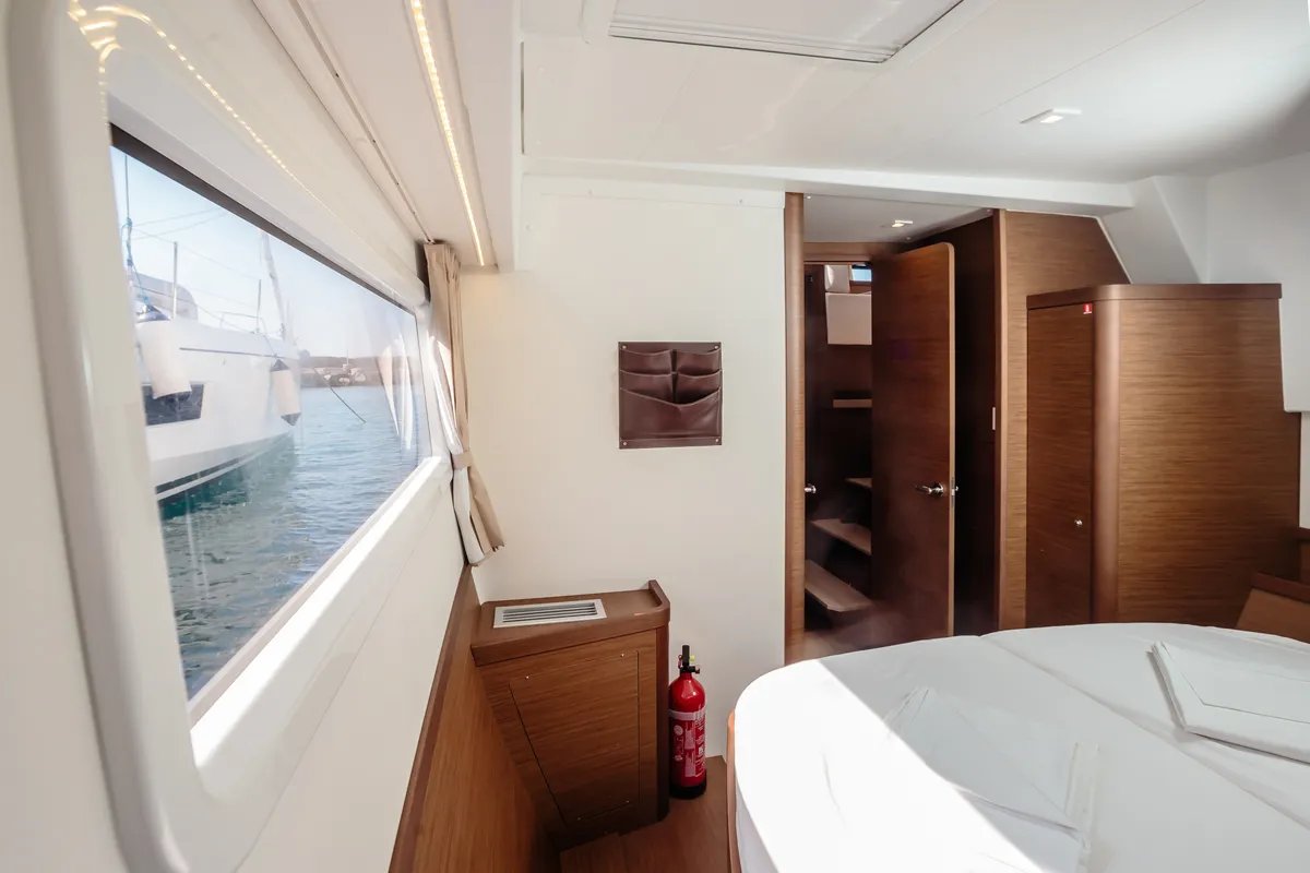 Cabin on Lagoon 42, a catamaran at Capo d'Orlando, Italy
