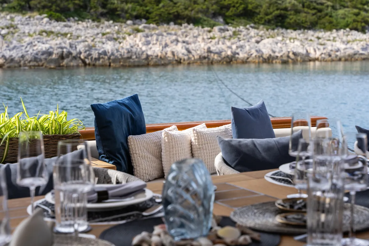 Deck of Maxita, a Gulet Motoryacht motor yacht at Split, Croatia
