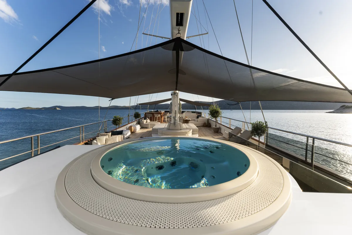 Deck of Maxita, a Gulet Motoryacht motor yacht at Split, Croatia