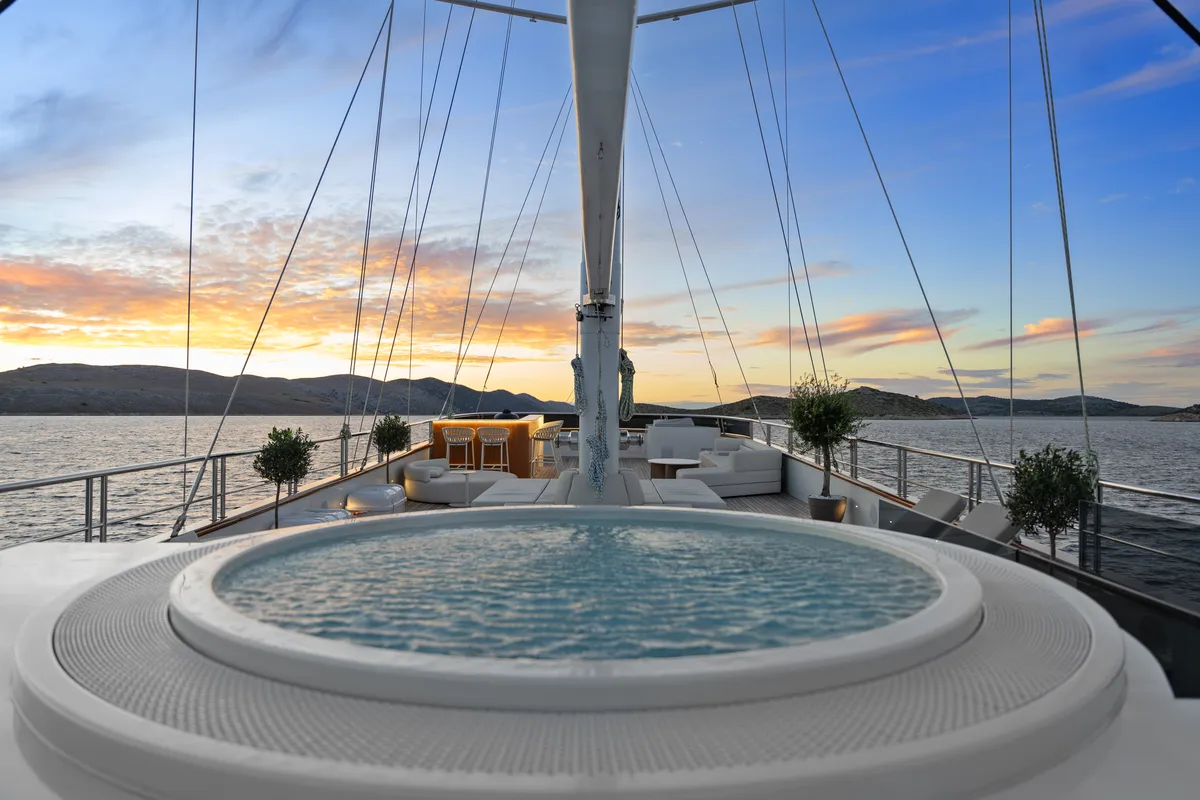 Deck of Maxita, a Gulet Motoryacht motor yacht at Split, Croatia