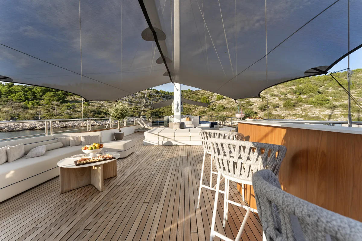 Deck of Maxita, a Gulet Motoryacht motor yacht at Split, Croatia
