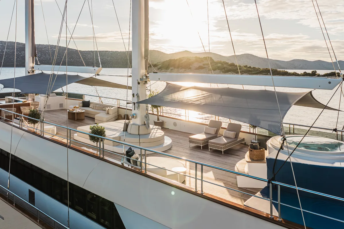 Deck of Maxita, a Gulet Motoryacht motor yacht at Split, Croatia
