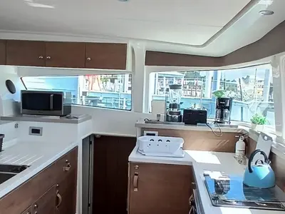 Galley of Uncharted, a Bali 4.2 catamaran at Central Abaco, Bahamas
