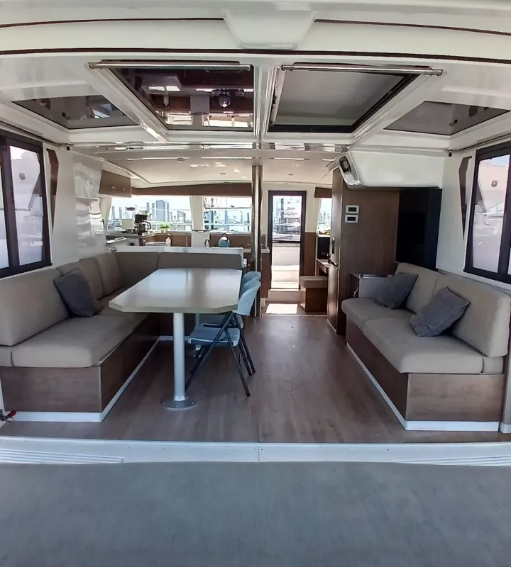 Salon of Uncharted, a Bali 4.2 catamaran at Central Abaco, Bahamas