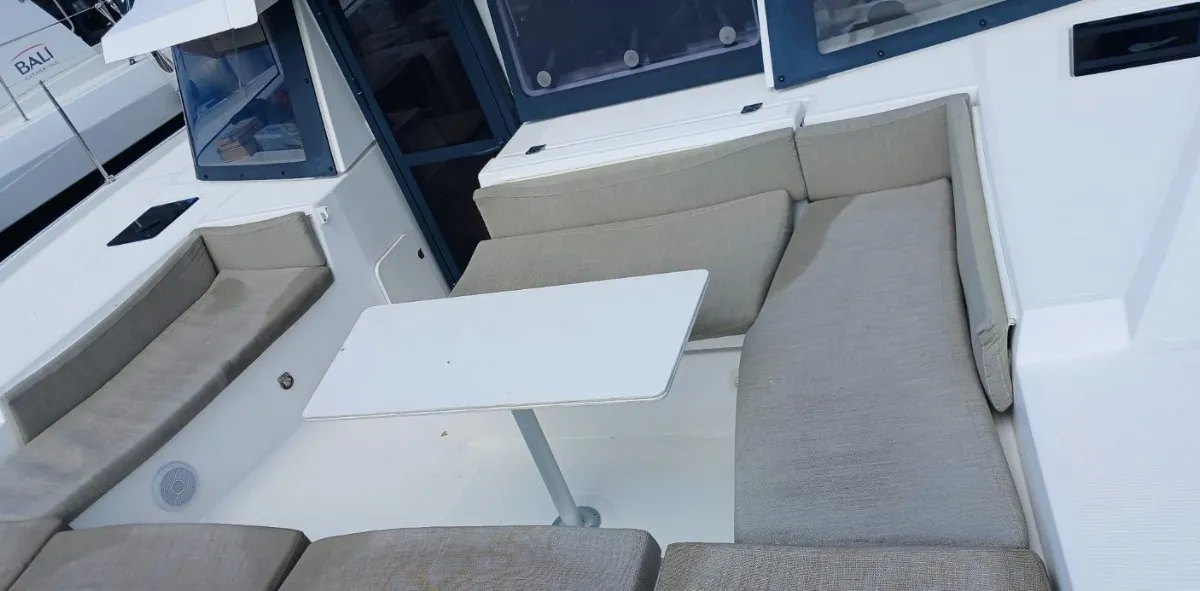 Deck of Uncharted, a Bali 4.2 catamaran at Central Abaco, Bahamas