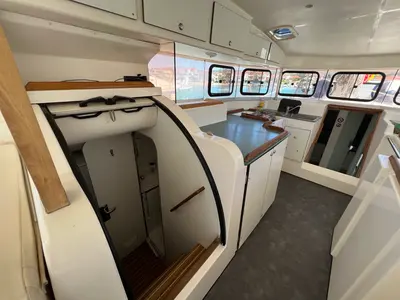 Salon of The Big One Two, a Dufour Atoll 6 sailboat at Primošten, Croatia