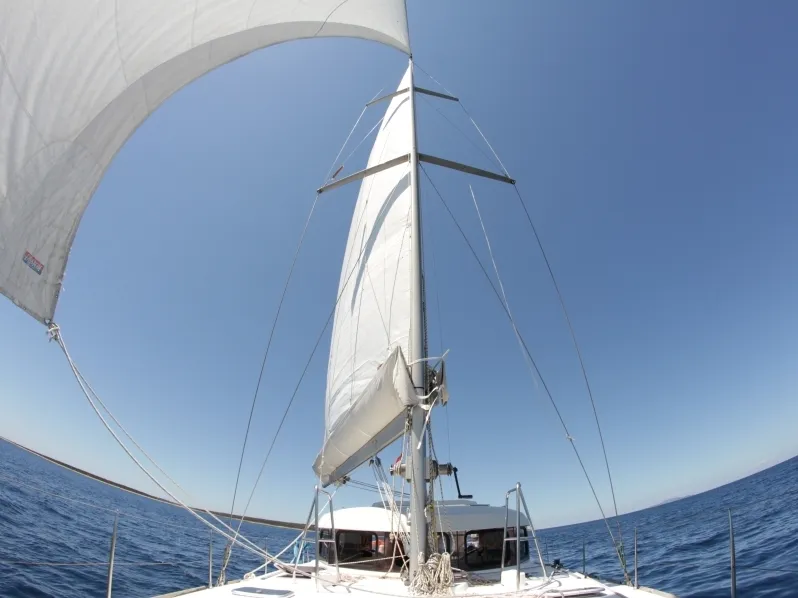 Exterior view of The Big One Two, a Dufour Atoll 6 sailboat at Primošten, Croatia