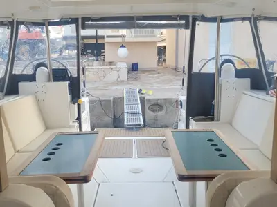 Cockpit of The Big One Two, a Dufour Atoll 6 sailboat at Primošten, Croatia