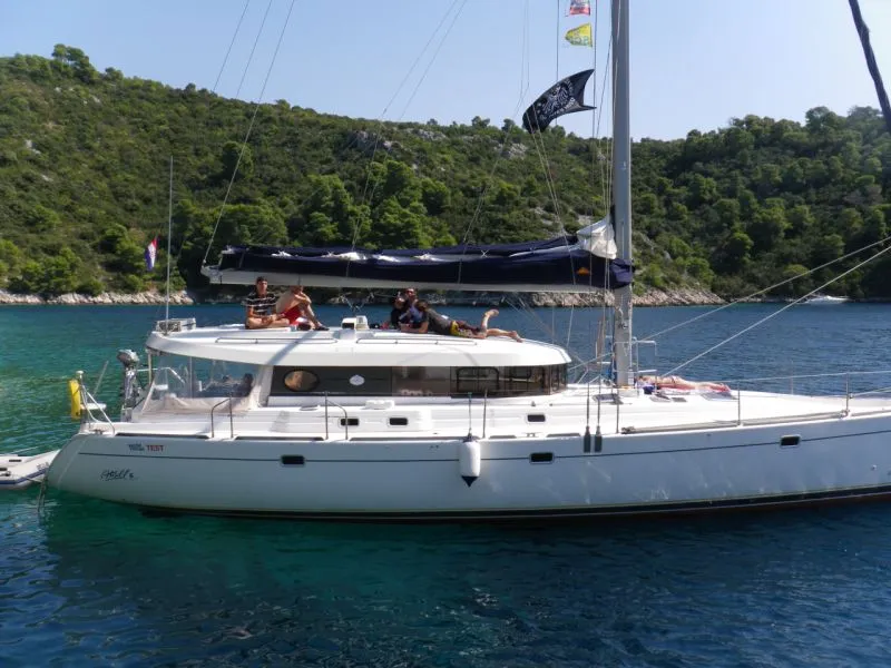 Exterior view of The Big One Two, a Dufour Atoll 6 sailboat at Primošten, Croatia