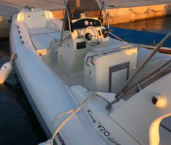 Cockpit of King 720, a Nuova Jolly Marine King 720 Extreme RIB at Biograd na Moru, Croatia